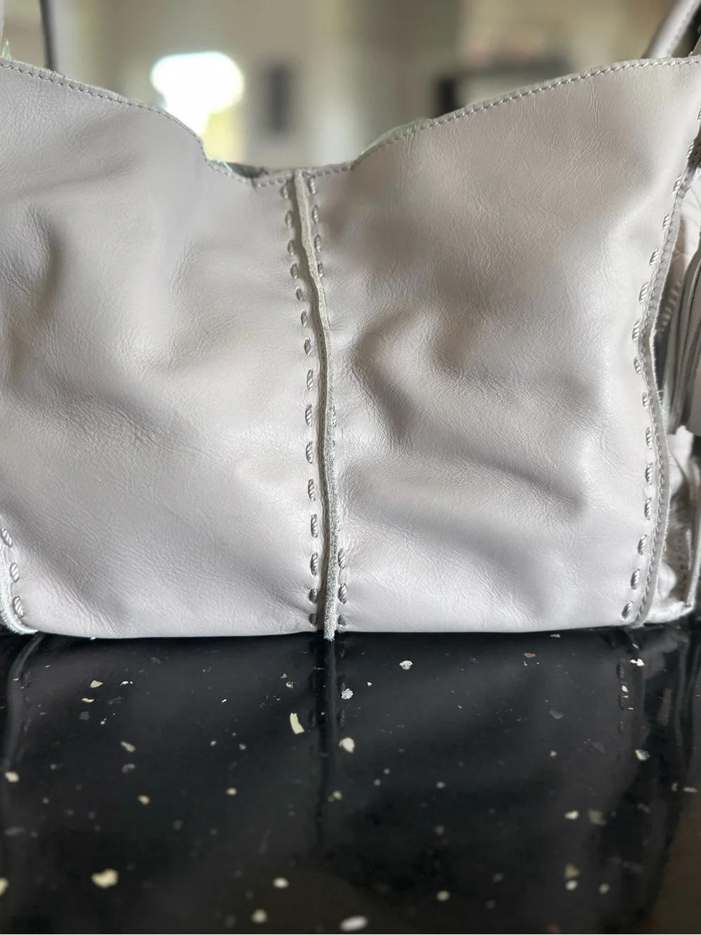 The Sak Medium Feliz Leather Bag, Light Grey - Picture 7 of 8
